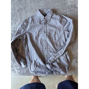Banana Republic Mens Grey Stretch Soft Wash Standard Fit Micro Print Shirt M